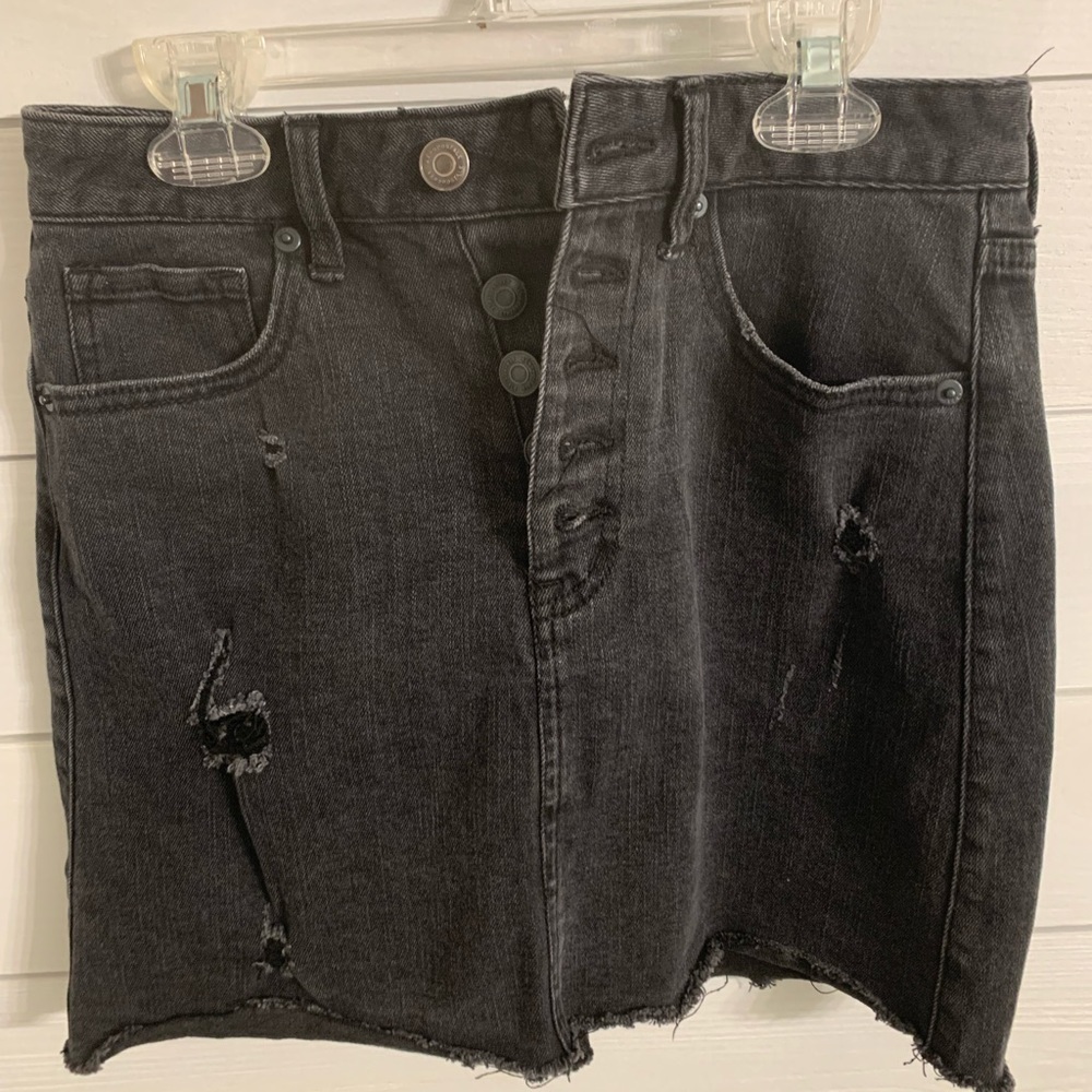 Black Jean skirt from Aeropostale. Worn 1 time, in great condition